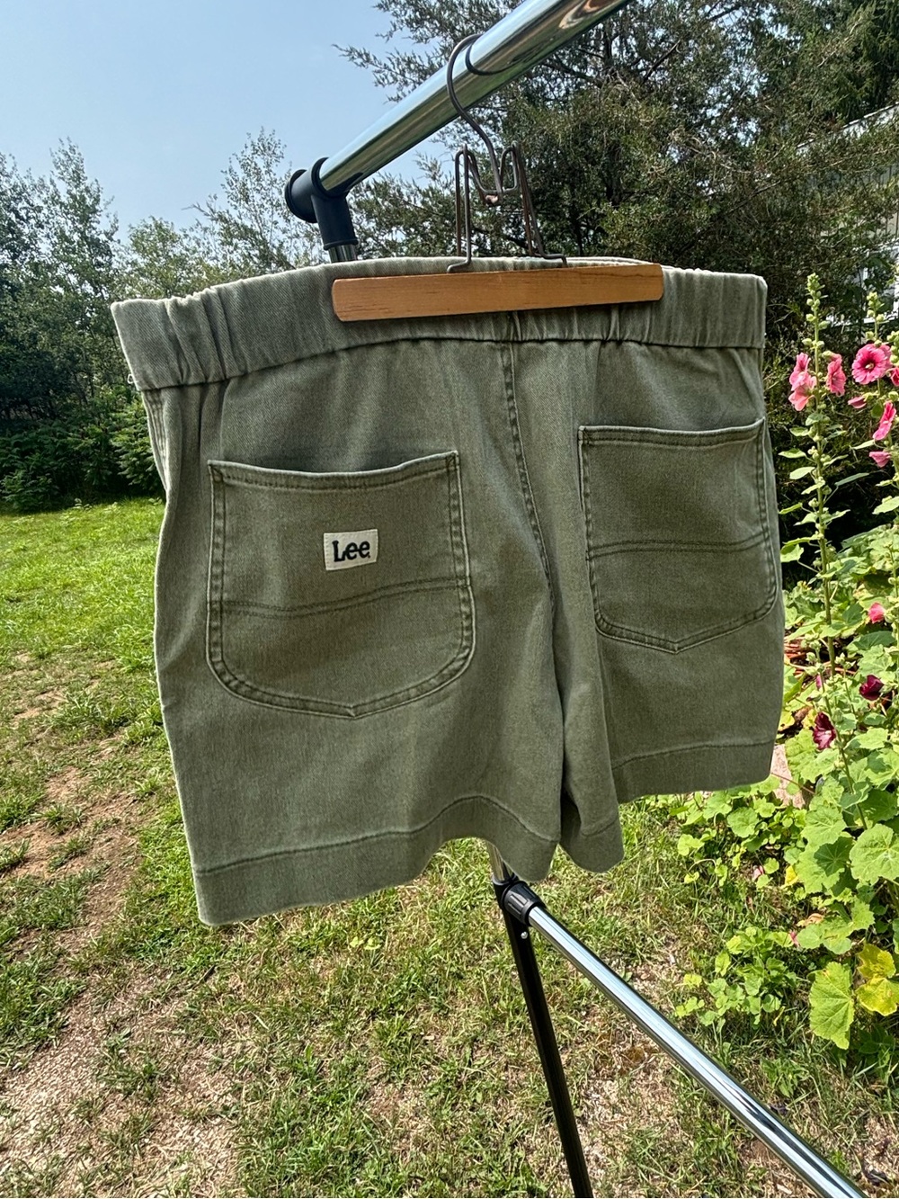 Lee Olive Green Relaxed Elastic Waistband Pocket Shorts